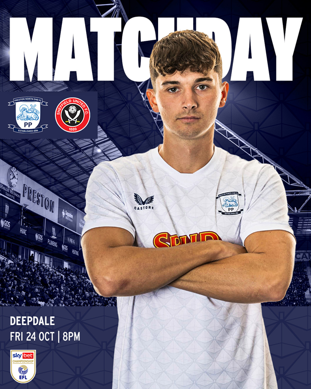 setpieceagency's tweet photo. 20th - Preston North End
Not much between Derby and PNE, but they edge it with a few more graphical touches - EFL badge, branded textures, etc.
Still feels like the badges are too big and the spacing isn’t quite there yet.
#FootballDesign #EFL #MatchdayGraphics #PNE https://t.co/32dGw7e9ct
