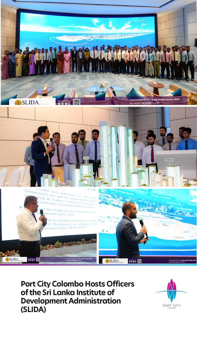 Port City Colombo hosted SL Engineering Service (Grade III) officers from SLIDA for an educational visit under their Induction Training Programme — fostering awareness on investment, regulation, and infrastructure progress as part of Sri Lanka’s landmark urban development.