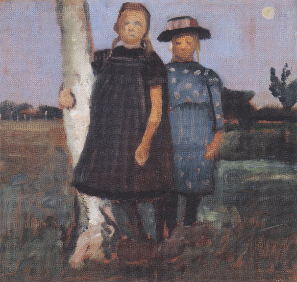 Two girls standing on the birch trunk wikiart.org/en/paula-moder…
