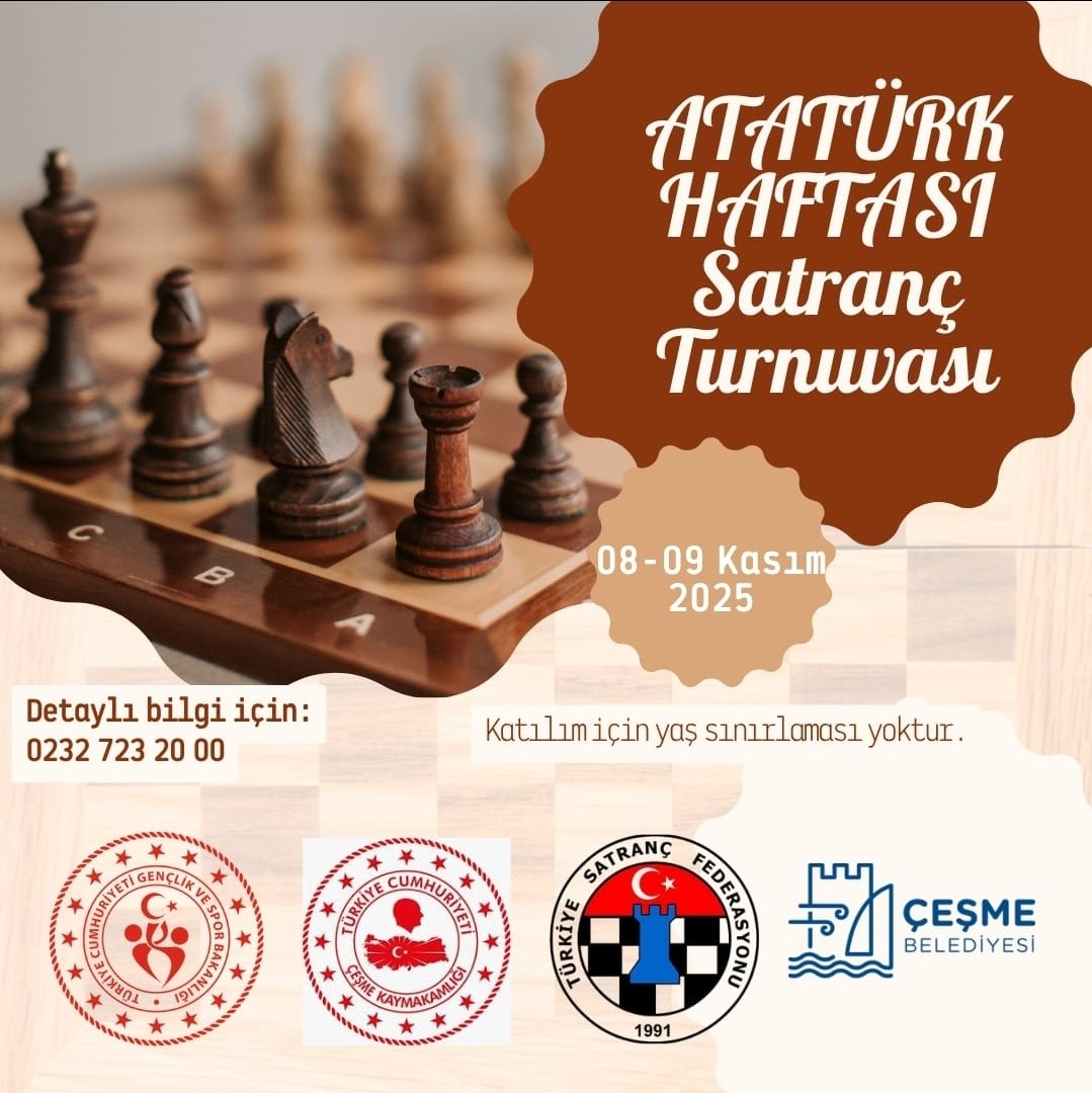 zznuri's tweet photo. Çeşme Kaymakamlığı himayesinde, İzmir Gençlik ve Spor İl Müdürlüğü ile Türkiye Satranç Federasyonu işbirliği ve Çeşme  Belediyesinin destekleri ile Atatürk Haftası Satranç Turnuvası düzenlenecektir. @MuratEskici38 @TurkishChess https://t.co/26zXS7GTPr