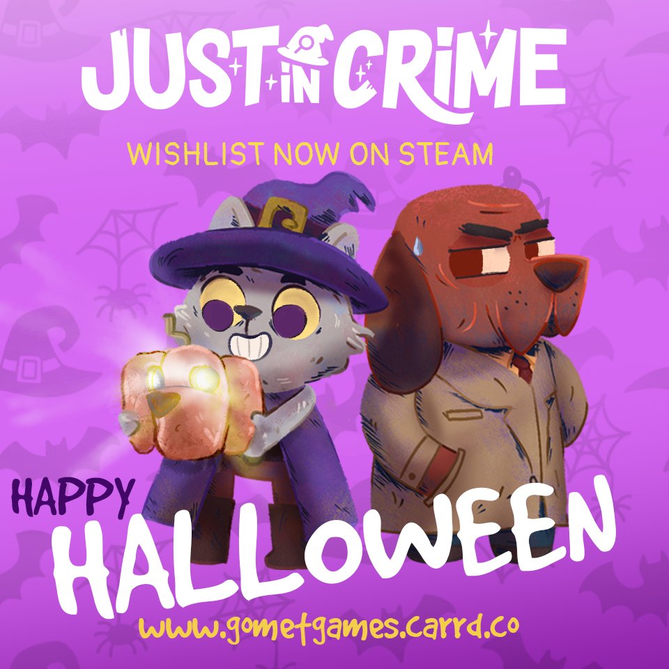 🎃 Happy Halloween!  
May your night be full of mystery, laughter… and maybe a small crime to solve.
Demo available on Steam — wishlists help us a lot 💛
———
🎃 ¡Feliz Halloween!
Noche de misterio, risas… y quizá algún crimen por resolver 👀
#JustInCrime #Halloween #IndieGame