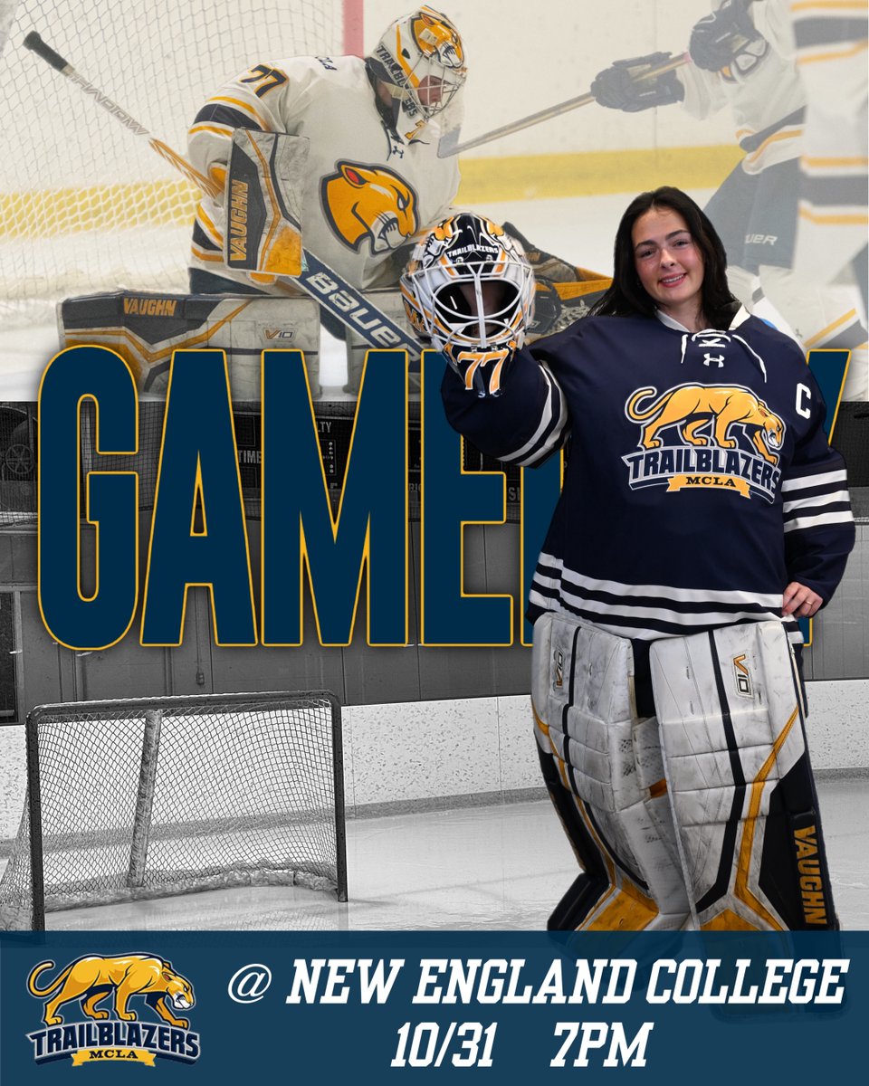 GAME DAY!
Women’s Ice Hockey is on the road, traveling to New England College to take on the Pilgrims today at 7 p.m.

Video: athletics.mcla.edu/links/tvy268
Live Stats: athletics.mcla.edu/links/ndw2ry