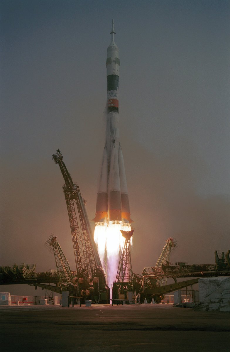 OTD 25 years ago

Expedition 1 Soyuz launch - Commander Bill Shepherd of NASA, Flight Engineer &amp; Soyuz Commander Yuri Gidzenko of Roscosmos, and Flight Engineer Sergei Krikalev of Roscosmos to the International Space Station, Oct. 31, 2000. Photo (NASA/Bill Ingalls/Scott Andrews)