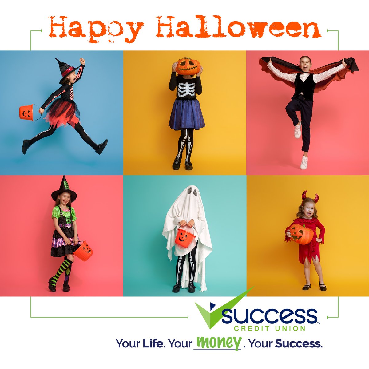 SuccessCU's tweet image. Happy Halloween from Success Credit Union! 👻🎃 Wishing everyone a fun day filled with treats! #HappyHalloween #HalloweenFun #SuccessCreditUnion