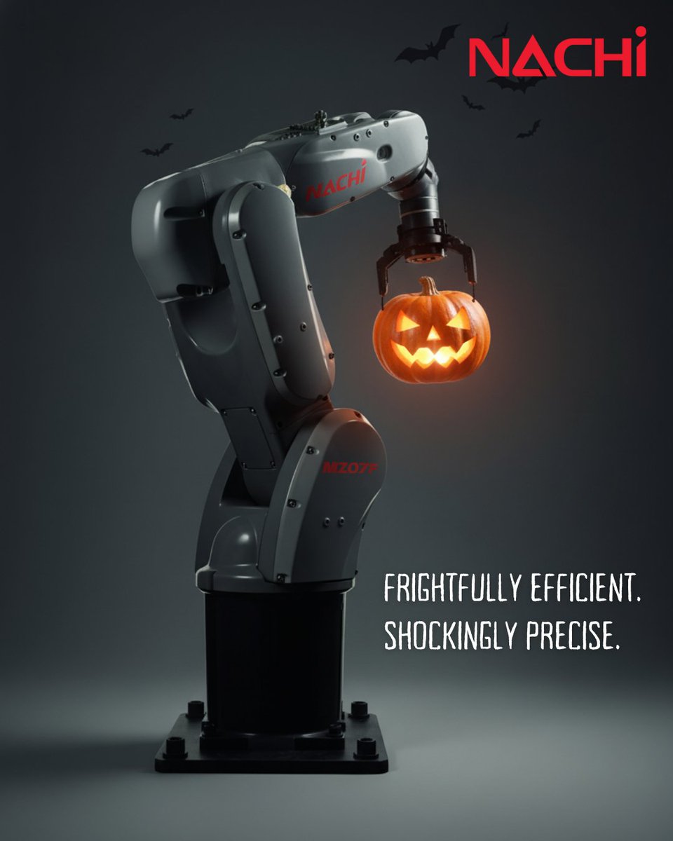 NachiRobotics's tweet image. Precision so good, it’s scary. Happy Halloween from Nachi Robotics! 🎃
