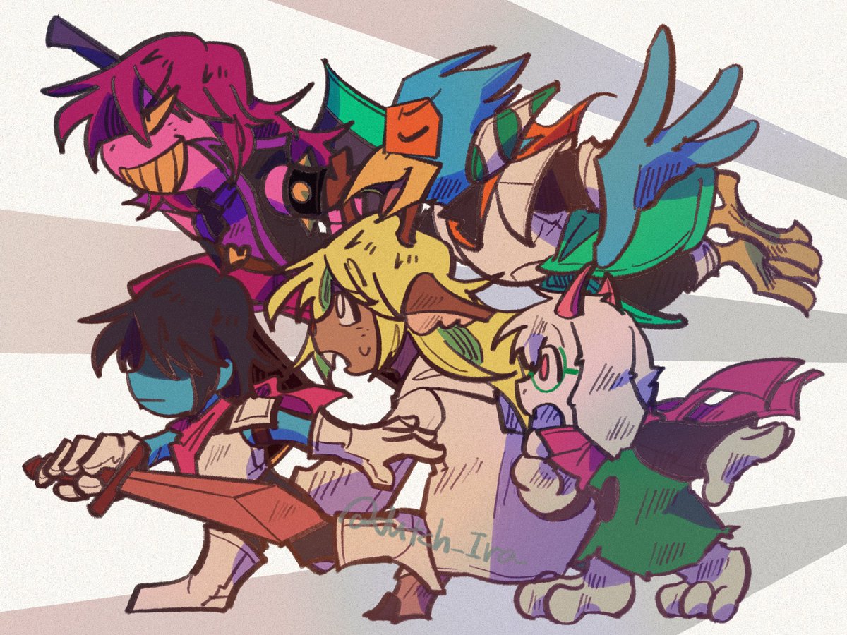 7周年！早い！！
おめでとうございます！
以前描いた絵ですが、賑やかしでどうぞ。😘
#deltarune7thAnniversary
