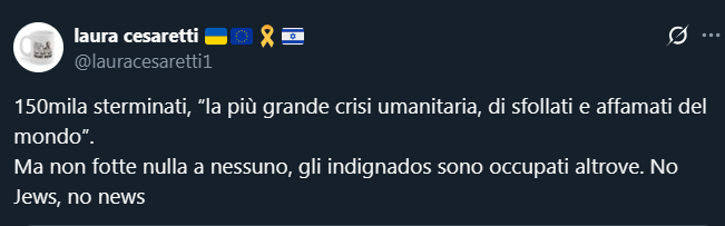 Laura non vedo la bandiera del Sudan nella tua collezione di croste a destra del nickname, non sarà mica che non te ne sbatte un cazzo del Sudan e stai facendo benaltrismo?