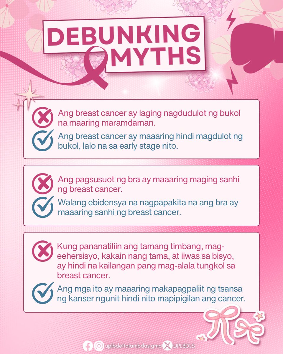 UPLBDLS's tweet photo. Is it breast cancer or not? 🤔

Let us fight false pretenses by debunking myths surrounding breast cancer! 🎗️

Let's BUST taboos and save lives! ✨

#UPLBDLS68
#UPLBDLSBustingTaboos2025
#BreastCancerAwarenessMonth https://t.co/JUSKkb9ycy