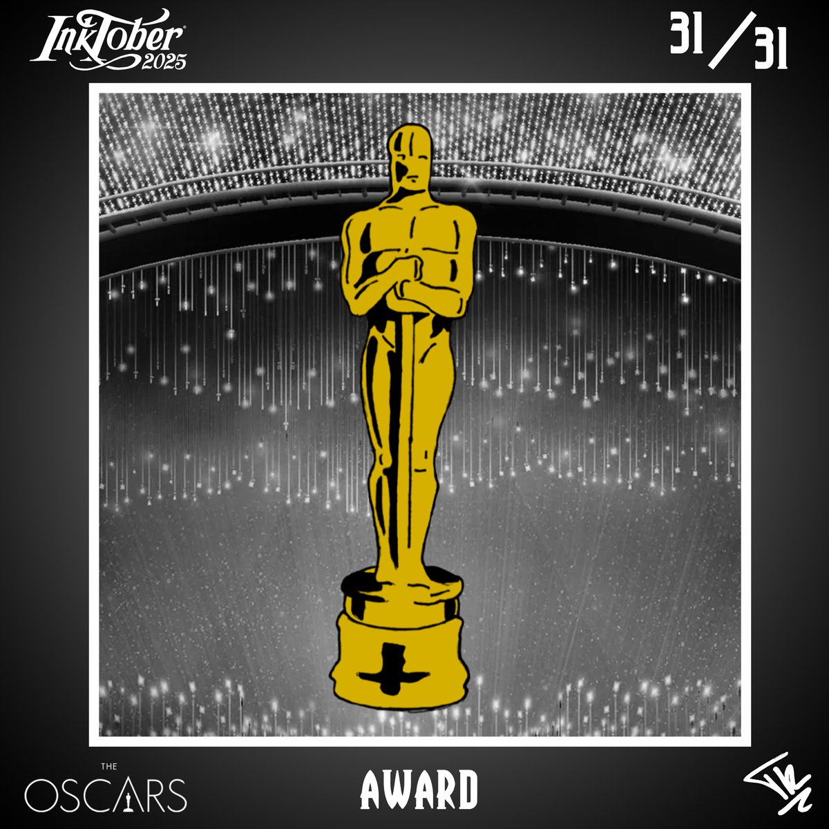 Inktober 2025 Day 31/31 “Award” - Oscar Statue (Oscars)