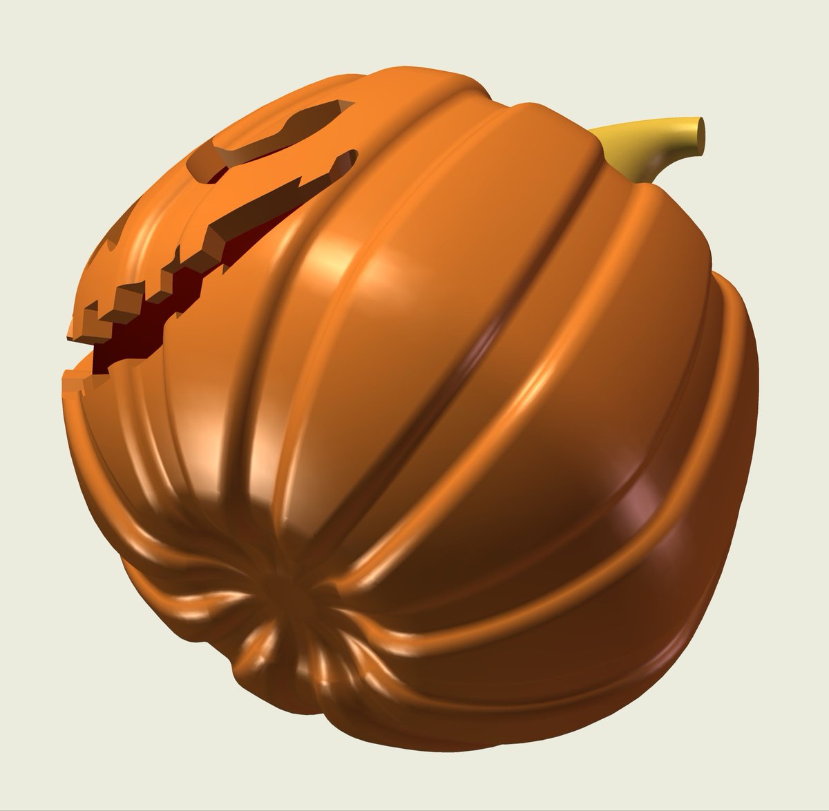 mmlabo_mono's tweet photo. ソリッドワークスでチャレンジ🎃

ハロウィンなので作ってみました（笑）

本当はもっと歪に作りたかった。。。

#ソリッドワークス
#Solidworks
#3Dプリンター
#3Dprinter
#ハロウィン
#Halloween
#APPLETREE https://t.co/piJyNRKKTd