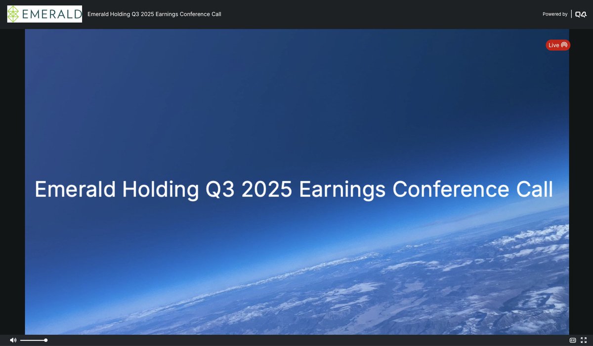 Listening to public company Emerald's Q3 earnings call. Stay tuned for key takeaways.