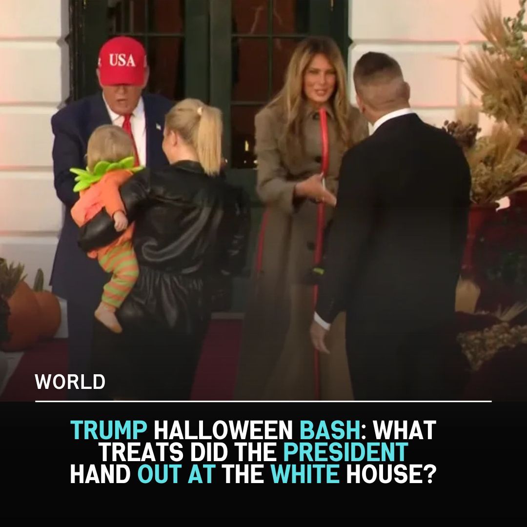 The President and First Lady hand out full-sized candy to costumed children. ibtimes.co.uk/trump-hallowee…