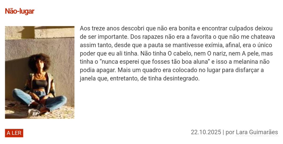 buala_ac's tweet image. Não-lugar, por Lara Guimarães

buala.org/pt/a-ler/nao-l…

#beleza #cabelo #formação #identidade #racismo