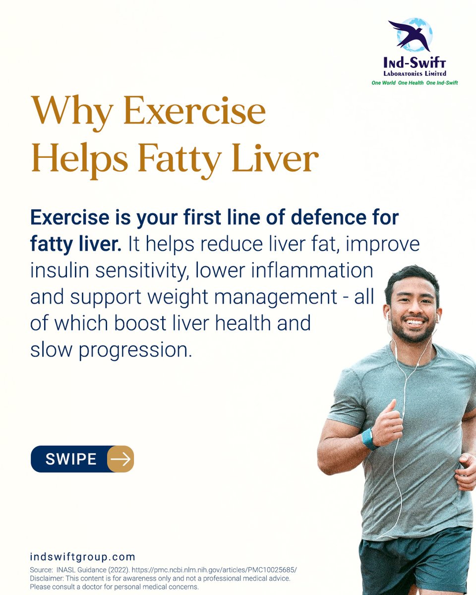 indswiftlabs's tweet image. Regular exercise is one of the most effective ways to protect your liver.

🌐 Visit us: indswiftgroup.com
📌 Follow us: Facebook | LinkedIn | Twitter | Instagram

#LiverHealth #FattyLiverAwareness #ExerciseForHealth #IndSwiftGroup #IndSwiftLabs #OneWorldOneHealth