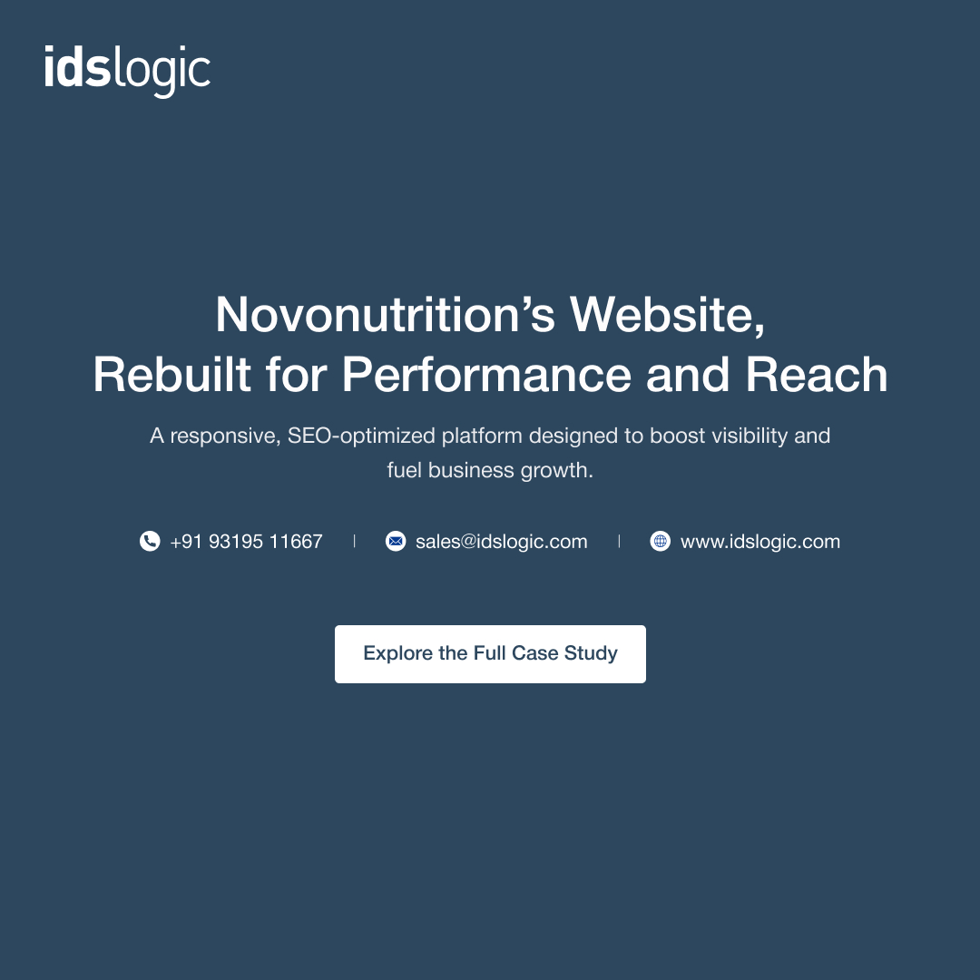idslogic's tweet image. Boost Growth w/ Stronger Digital Base!
IDS Logic revamped Novonutrition’s site to scalable, SEO-opt., user-friendly platform—enhancing perf., flex., &amp;amp; cust. engagement.
👉 Full CS: idslogic.com/case-study/nov…
#CS #WPDev #DigTrans #RespDes #IDSLogicIN #WebDev #SEO