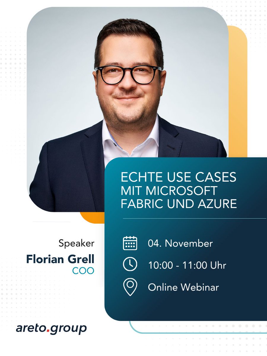 📢 Webinar-Ankündigung: Erlebt Microsoft Fabric &amp; Microsoft Azure in der Praxis.
Holt euch in 60 Min neue Impulse für eure Datenstrategie: Am 04.11. dreht sich in unserem Webinar mit Vodafone Business alles um echte Use Cases mit Fabric und Azure: hubs.la/Q03R4DVC0
