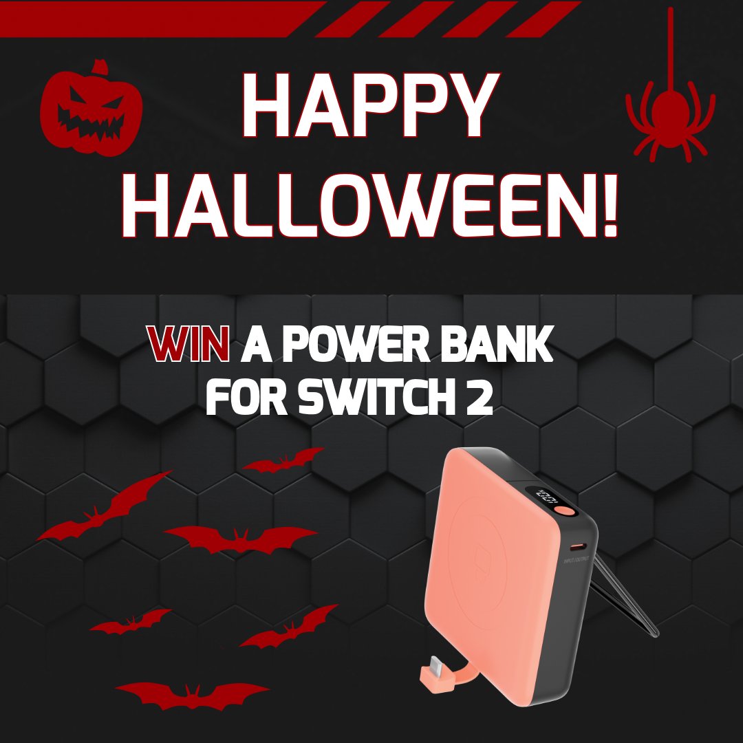 VenomGamingUK's tweet image. Halloween Giveaway! 🎮🎃
Win a 20,000 mAh Switch 2 Powerbank:
🔋 LED battery indicator
🕹️ Fold-out kickstand
🏋️ Lightweight &amp;amp; portable

Tag a friend to enter &amp;amp; share on your story for +1 entry. UK only. Winner Fri 21 Nov. T&amp;amp;Cs apply.