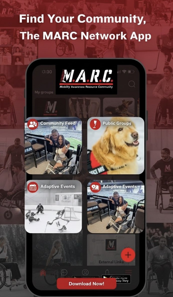MARCNetworkInc's tweet image. Join The M.A.R.C. Network app! Supportive community, discover adaptive events, and access vital resources. 👇
🔗 Google:
play.google.com/store/apps/det…
Apple: apps.apple.com/us/app/marc-ne…

#MARCNetwork #MobilityAwareness #DisabilitySupport #AdaptiveLife #Community #Empowerment