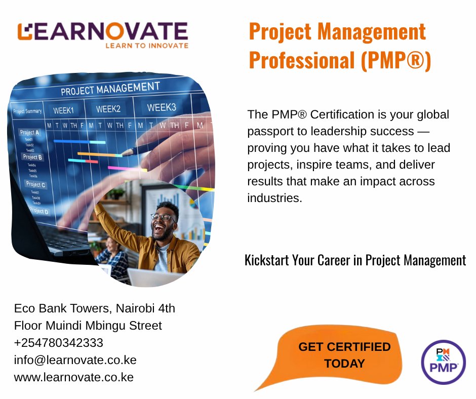 LearnovateTech's tweet image. evel up your career with the PMP® Certification — the global gold standard in project management!

Gain skills to lead teams, manage complex projects &amp;amp; deliver real results.
📞 0733 600 316 | 📷 info@learnovate.co.ke