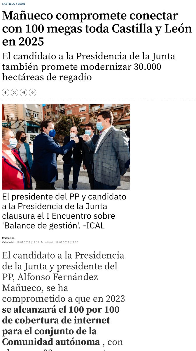 Carlos J. Salgado (@carlosjsalgado) on Twitter photo 🤔 Y ahora es cuando uno se acuerda de que Mañueco prometió en las campañas autonómicas de 2019 y 2022 que llevaría Internet a todos los rincones de CyL y con más de 100 megas.
👉 Hoy más de 100.000 hogares de la Región Leonesa siguen sin ese Internet de al menos 100 megas. 🤔 Y ahora es cuando uno se acuerda de que Mañueco prometió en las campañas autonómicas de 2019 y 2022 que llevaría Internet a todos los rincones de CyL y con más de 100 megas.
👉 Hoy más de 100.000 hogares de la Región Leonesa siguen sin ese Internet de al menos 100 megas.