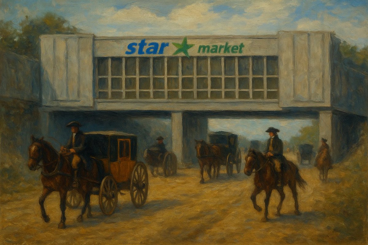“The Elevated Market of Starre, with Carriages Hastening to Boston,” oil on canvas, 1781, by John Trumbull