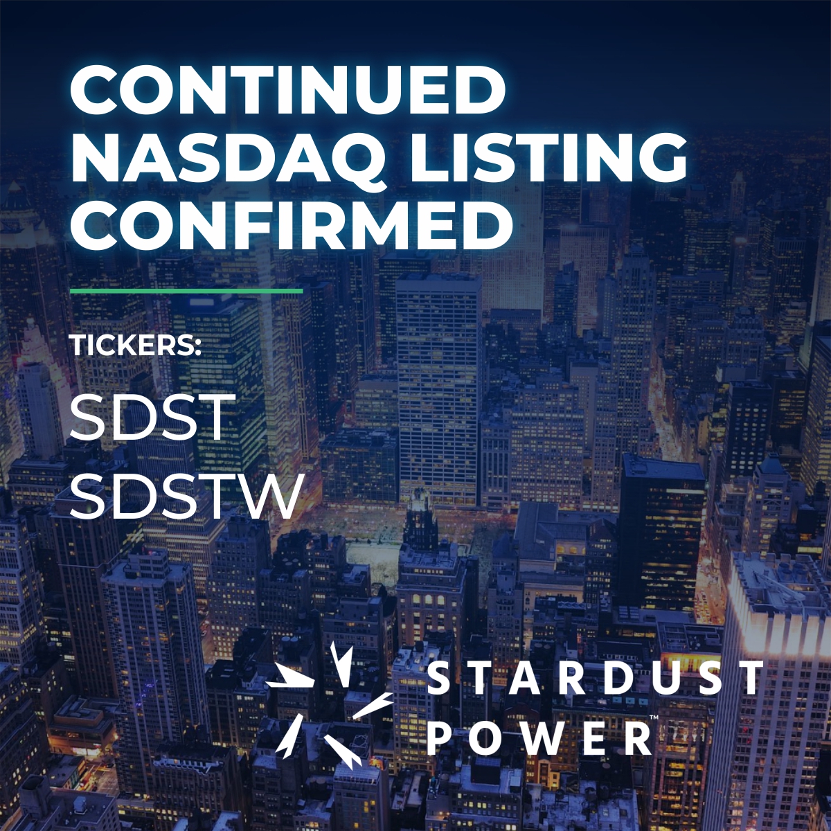 SDST_Power's tweet image. 💹 Stardust Power (Nasdaq: $SDST) has received formal written notice from Nasdaq (Oct 28, 2025) confirming we satisfy all criteria for continued listing on the Nasdaq Capital Market.
🔗 zurl.co/aKkLs

$SDSTW #Nasdaq #Lithium #EVSupplyChain #StardustPower