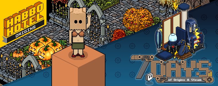 b0bbaTV's tweet image. 7 DAYS OF STEAM &amp;amp; ORIGINS ⚙️
Get ready for a spooky celebration! 

Join @stinkywilfy tonight at 19:00 (UTC) for his Habboween Bash 👻

Celebrate Habboween with games, riddles and a best-dressed (or worst) competition 🎃

📺 twitch.tv/stinkywilfy

@HabboOrigins #HabboOrigins