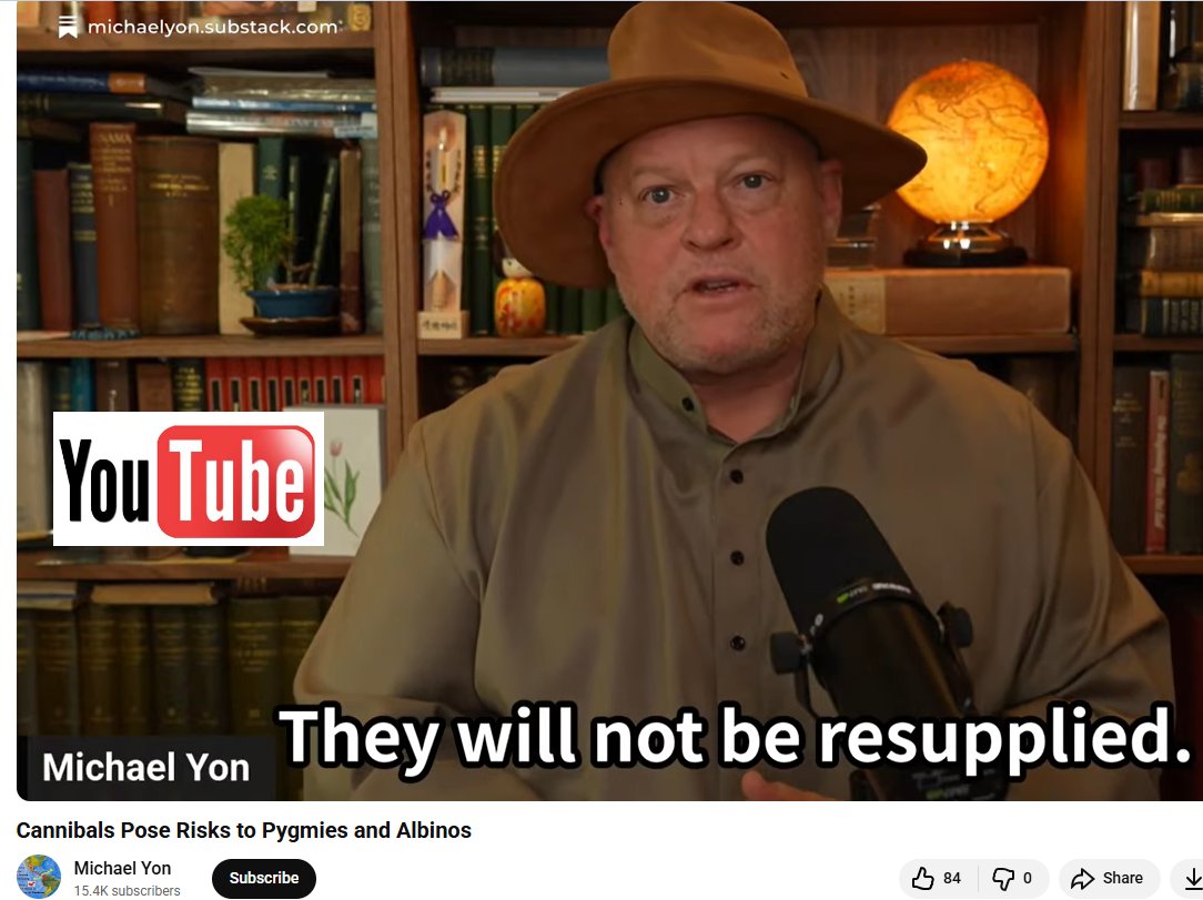 Cannibals Pose Risks to Pygmies and Albinos
[That's in Africa. Here in America, it will be Whites being eaten.] [YooToob link in first reply to avoid X-tinction]
"Don't be a Free Lunch"  / by Michael Yon / Oct 31, 2025
A deep dive into starvation and cannibalism by a rare subject