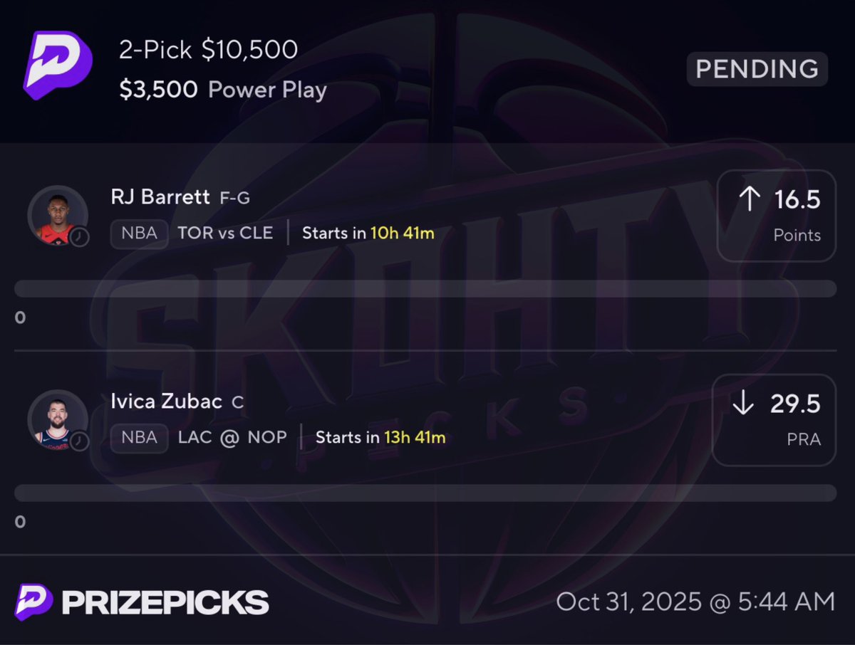 SkohtyDFS's tweet image. NBA🏀 2 MAN LOCK🔒💰if this parlay cashes I will cashapp one person that likes this tweet $200. Must like to enter good luck 🚀 ❤️ if tailing ! 

 #PrizePicks ⬇️⬇️   #NBA