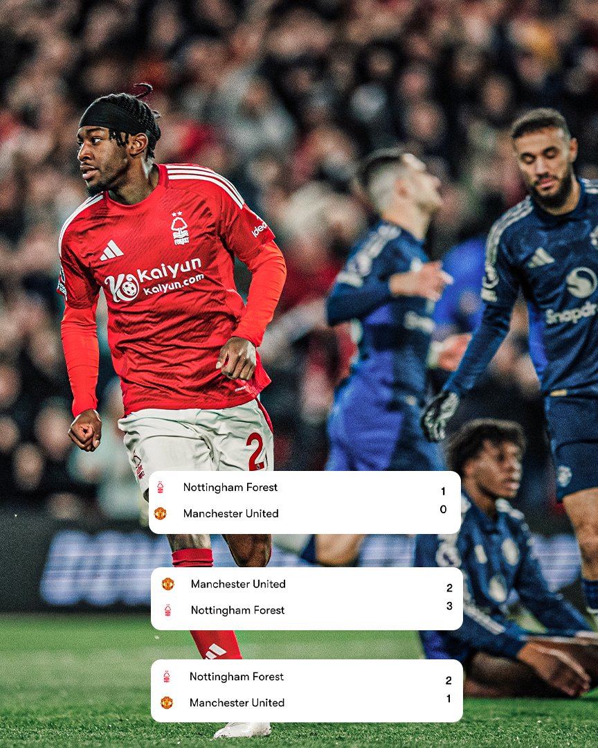 ESPNUK's tweet photo. Man United have lost their last three PL games vs. Nottingham Forest 🤯
 
They face each other this weekend, with United hoping to make it 4 wins in a row 👀 https://t.co/H6UHDkrpxq