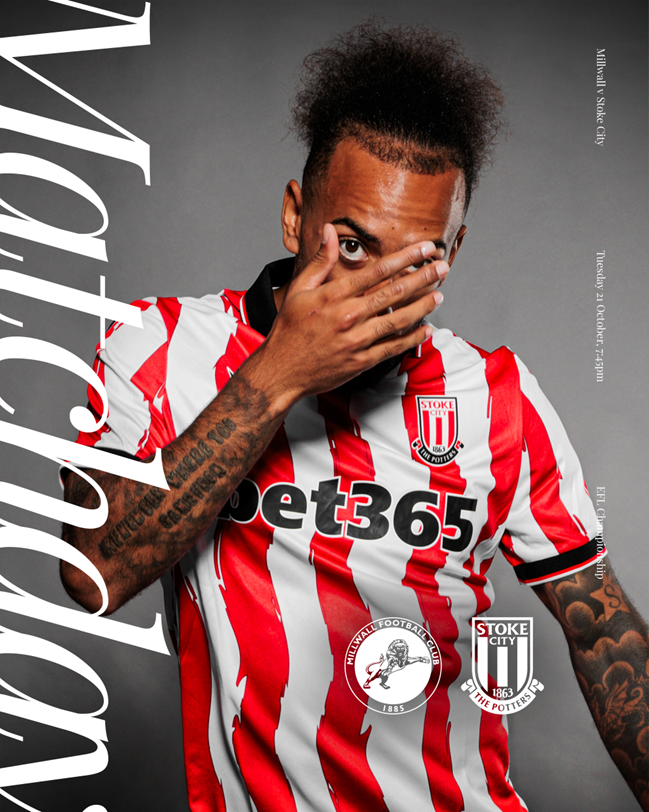 setpieceagency's tweet photo. 9️⃣ - Stoke City
Similar to Portsmouth - clean and consistent, but I like the player photography showing a bit more personality.
Badges are probably a touch too big, but overall a solid design setup.
#SCFC #StokeCity #FootballDesign #EFL #MatchdayGraphics https://t.co/zwzzV25RFw