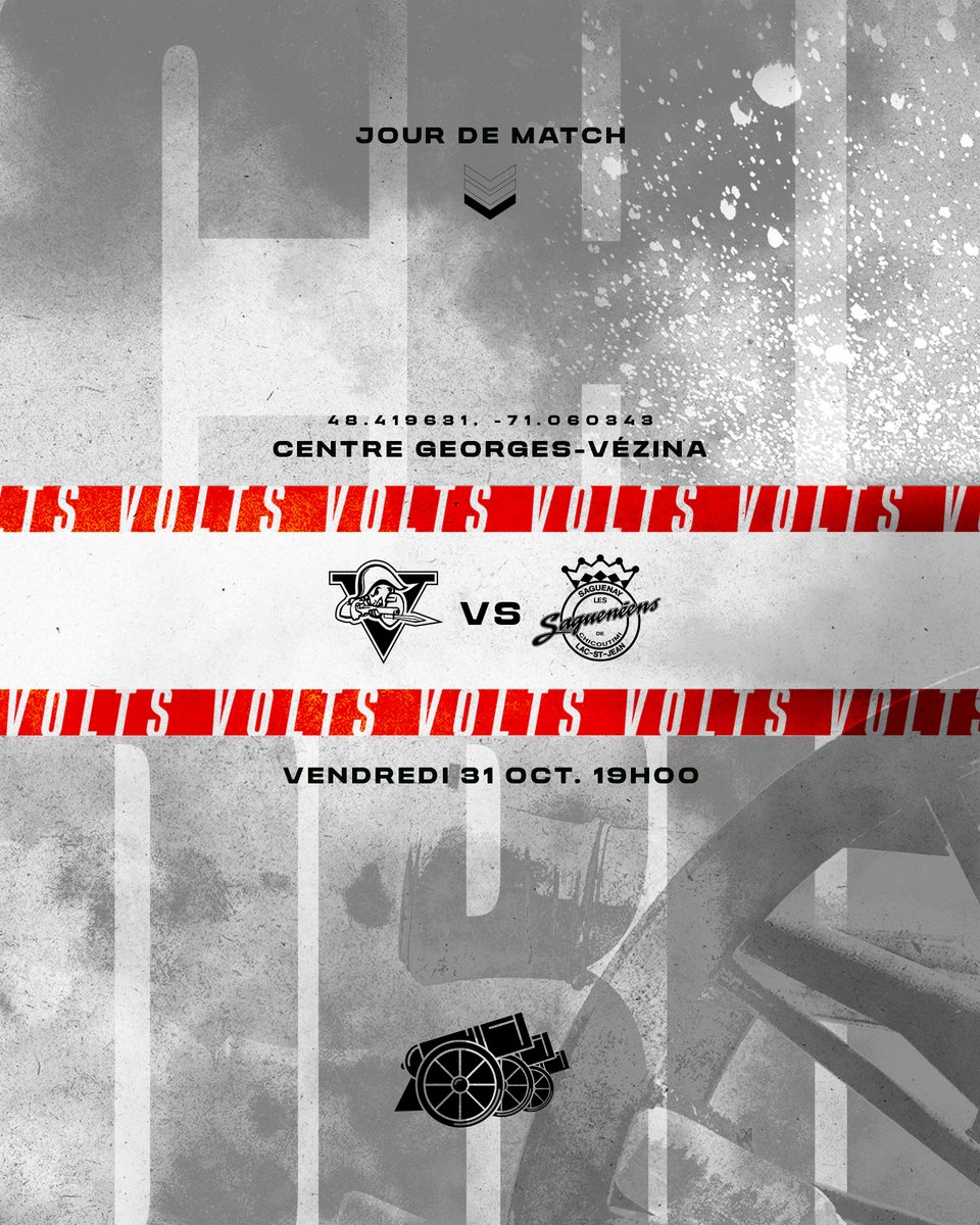 𝗝𝗼𝘂𝗿 𝗱𝗲 𝗺𝗮𝘁𝗰𝗵! 🗓

C'est l'Halloween à Chicoutimi! 🎃

🆚 <a href="/SagueneensLHJMQ/">Saguenéens</a> 
📍 Centre Georges Vézina
⏰ 19h00
🖥 flosports.link/4lNxYpm

<a href="/FloHockey/">FloHockey</a> | #GoVolts