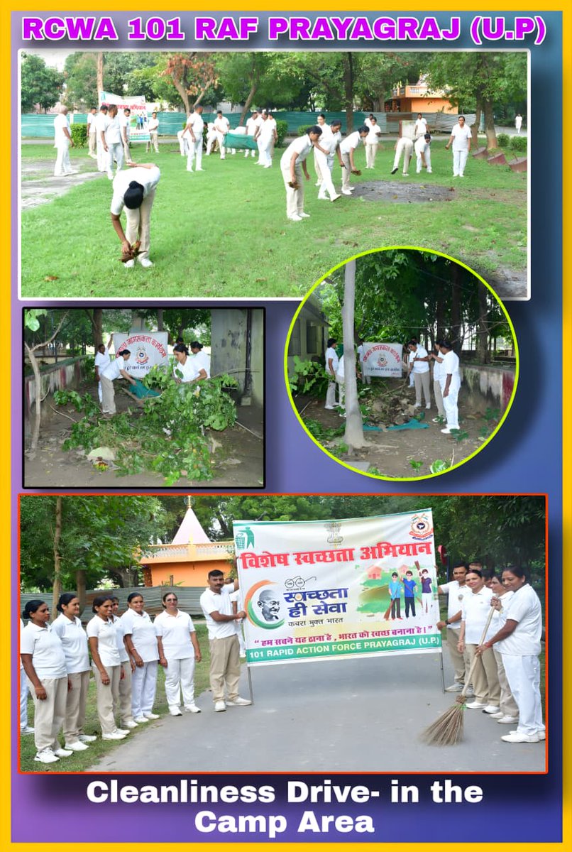 #Annual_Activity_Calendar_of_CWA के माह अक्टूबर 2025 के तहत #RCWA_101RAF द्वारा कैंप के क्षेत्रीय कावा परिसर एवं अन्य स्थान पर सफाई अभियान चलाया गया। हमारा मिशन सफाई के माध्यम से कैंप को स्वच्छ और सुंदर बनाना है।
#Cleanliness_Drive_in_the_Camp_Area