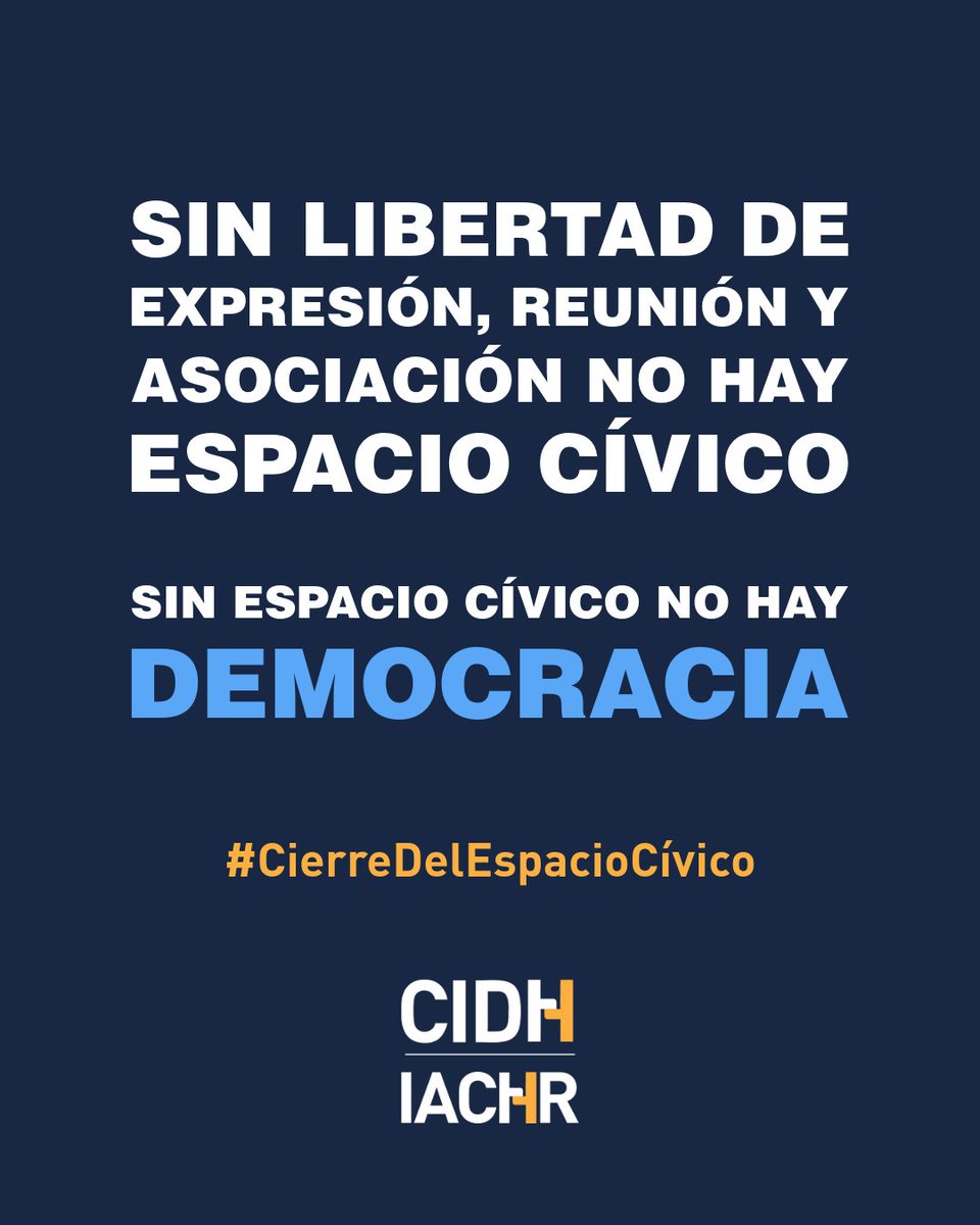 CIDH's tweet image. ❌ Represión  
❌ Censura 
❌ Criminalización 
❌ Destierro 
❌ Privación de nacionalidad 

Son algunas de las estrategias que ha implementado #Nicaragua para crear un #CierreDelEspacioCívico.  

🔁 ¡Comparte! 

👉🏾🔗ow.ly/rnIg50XjYUZ