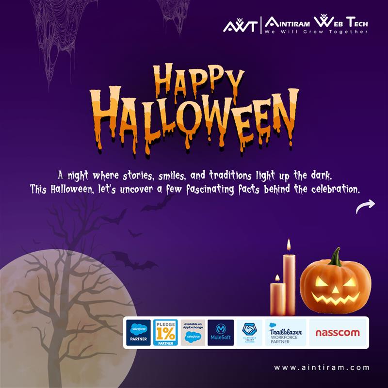 aintiram_in's tweet image. 🌕A Moonlit Mystery, a Season of Stories!🎃This Halloween, let’s celebrate creativity, community &amp;amp; the spark of imagination!

🎃Wishing you a delightful &amp;amp; spirited Halloween from all of us at @aintiram_in !✨

#HappyHalloween #AintiramWebTech #Salesforce #AWT