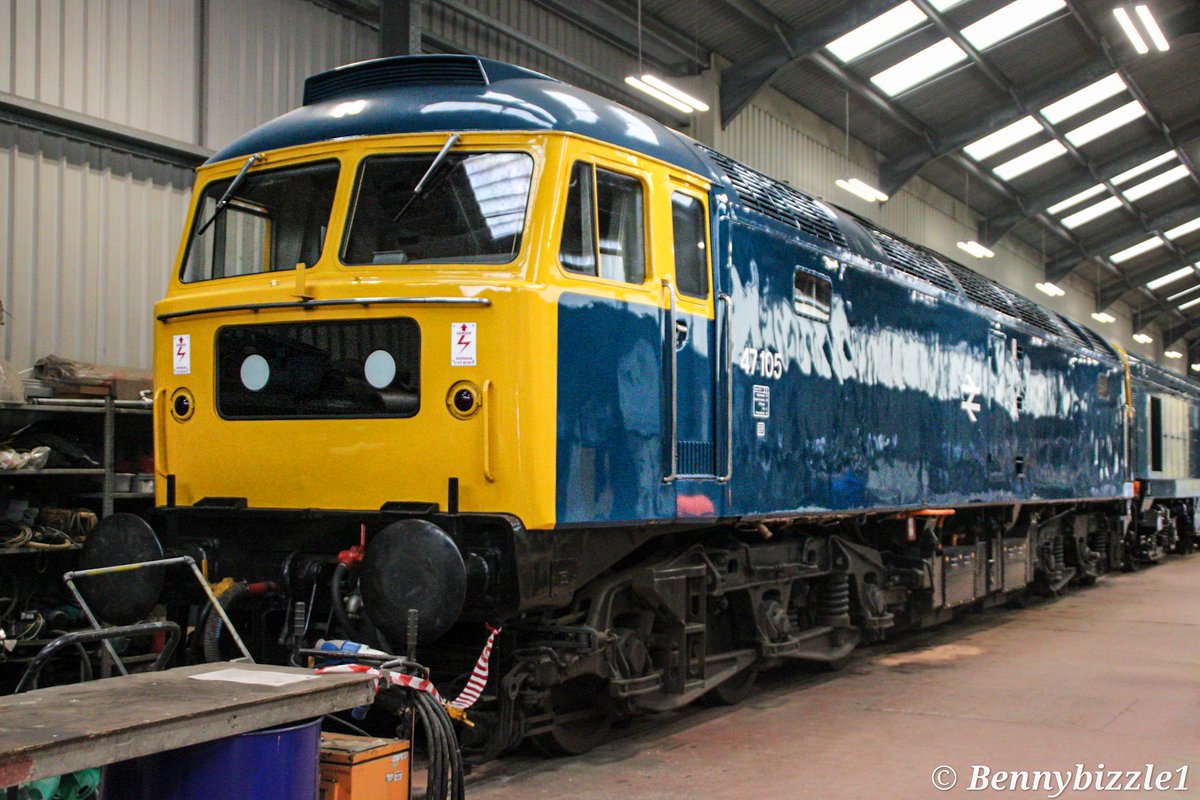 #FortySevenFriday 47105 on the naughty step after being withdrawn at the weekend with a fault. I was looking forward tonseeing this running but wasnt to be. She is as stunning in the metalmas all.the photos ive seen. A very nice job. 
<a href="/GWSRDiesels/">GWSR Diesels</a>