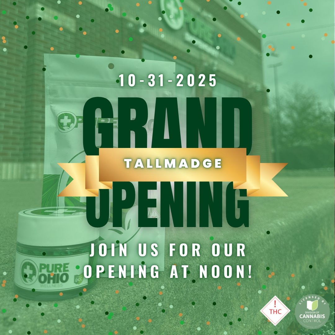 Today is the day!
Visit 594 South Ave. Tallmadge, OH 44278, at noon, for the grand opening of our third location. 💚🌱🍃

Visit Tallmadge Soon, our team is excited to meet you!

 #ohio #pureohiowellnesstallmadge #pureohiowellness #pureohiowellnessdayton #ohiomade #columbus
