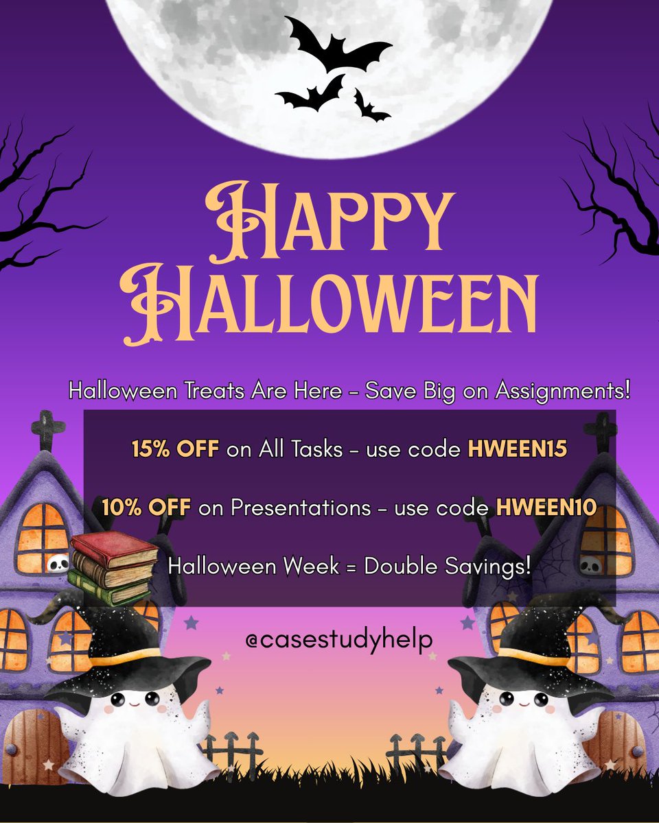 casestudyhelp's tweet image. Halloween Week Treats!

📚 15% OFF on All Tasks – use code HWEEN15
📚 10% OFF on Presentations – use code HWEEN10

Halloween Week = Double Savings!

👉 tinyurl.com/2479thc7
#halloweenoffer #assignmenthelp #studysmart #spookysavings #halloween2025 #discountalert #casestudyhelp