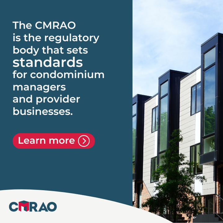 The CMRAO works to build trust in condominium management services by equipping condo managers with education and experience to effectively manage and maintain the assets of Ontario’s condo communities. Learn more: cmrao.ca/organization/m…