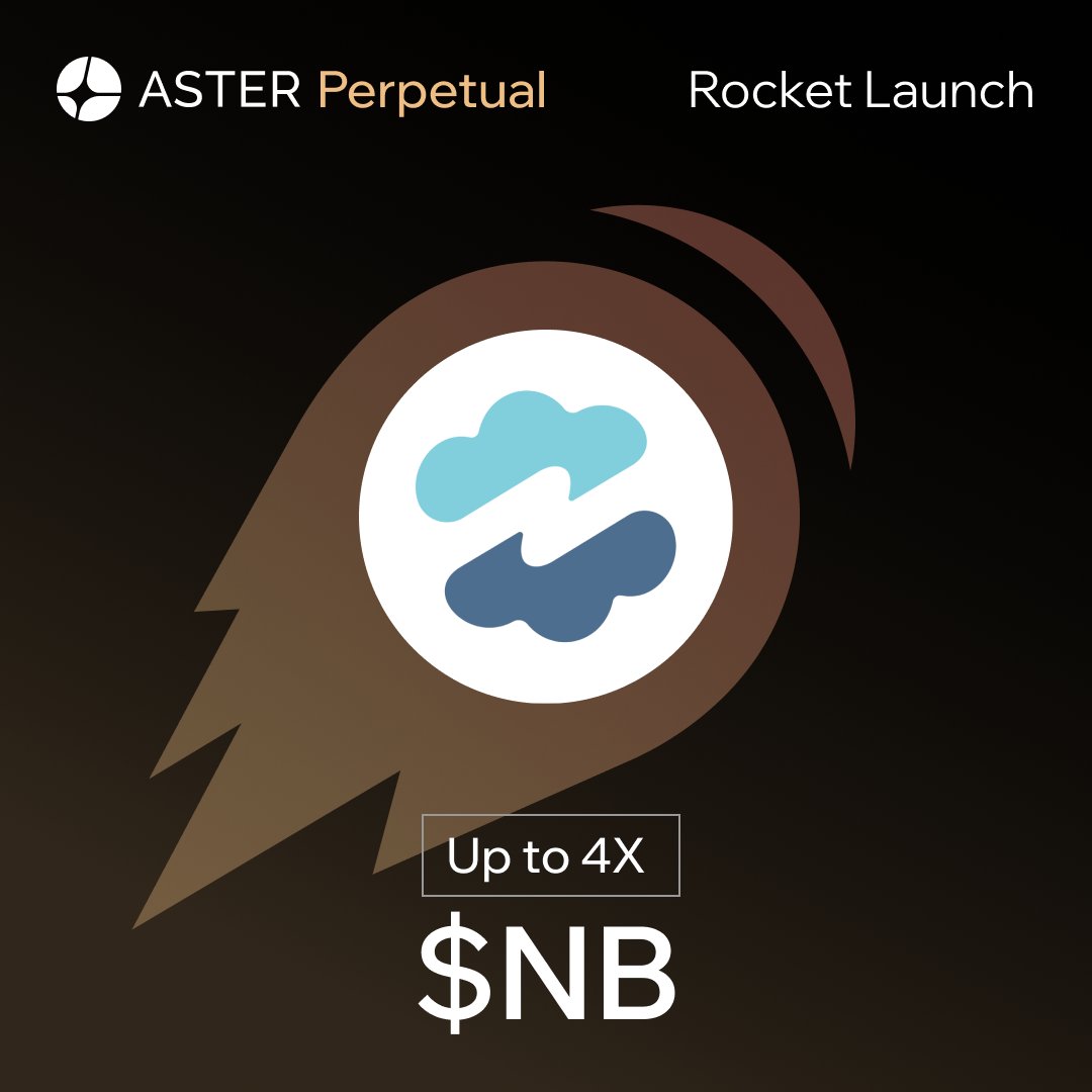 Aster_DEX's tweet image. 🚀 $NB ( @nubilanetwork ) is now live on Aster Perpetual!

Aster is the first platform to list NBUSDT perps, with up to 4× leverage.

Rocket Launch $NB Perpetual Trading Campaign starts now: 3M+ $NB in prizes, with a 1.2× symbol boost on NBUSDT.

To qualify: trade at least $5k…