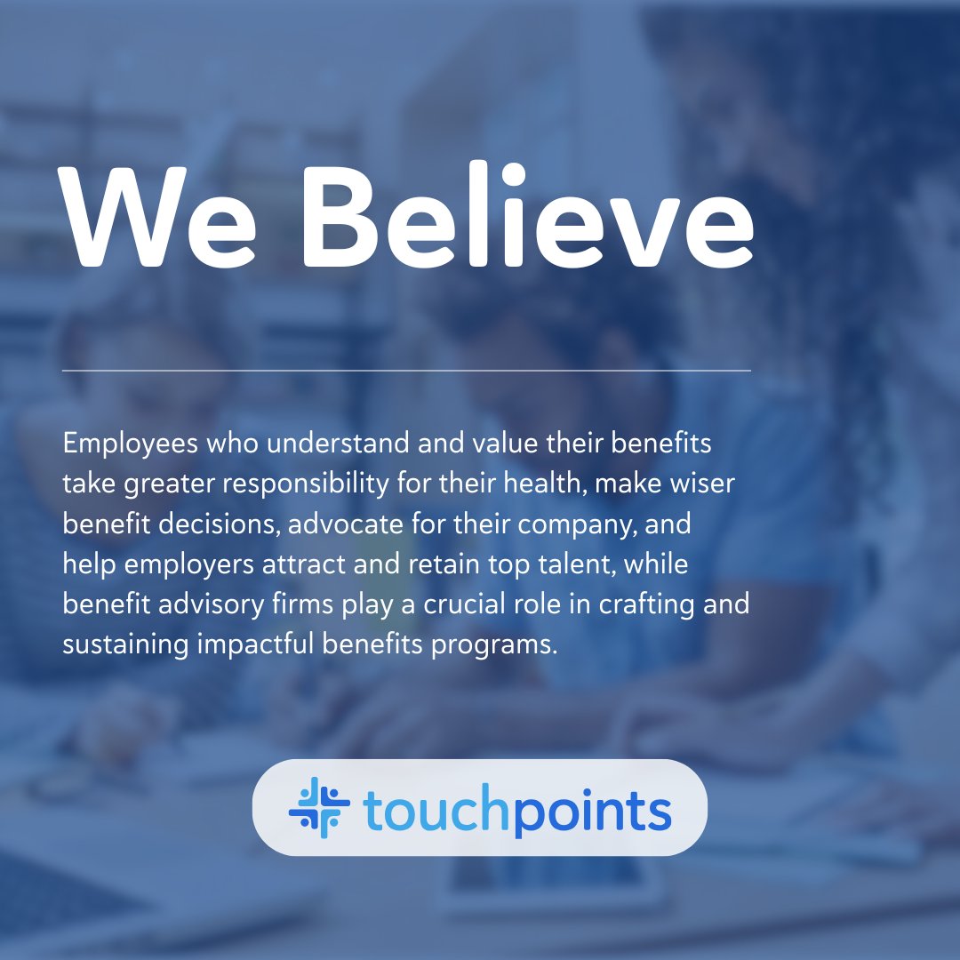 yourtouchpoints's tweet image. We believe that when employees understand and value their benefits 💼 They make smarter choices, support their company, and help attract and retain top talent—while advisors create programs that make a real impact.
#Touchpoints #Business #BusinessPartners #Solutions