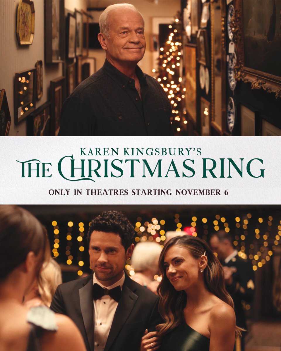 KarenKingsbury's tweet image. 6 Days until #TheChristmasRing hits theatres nationwide! GET YOUR TICKETS NOW. 🎄❤️🍿 And enjoy these beautiful stills from the movie starring #KelseyGrammer, @kramergirl &amp;amp; #benjaminhollingsworth! 

Tix: fathomentertainment.com/releases/karen…