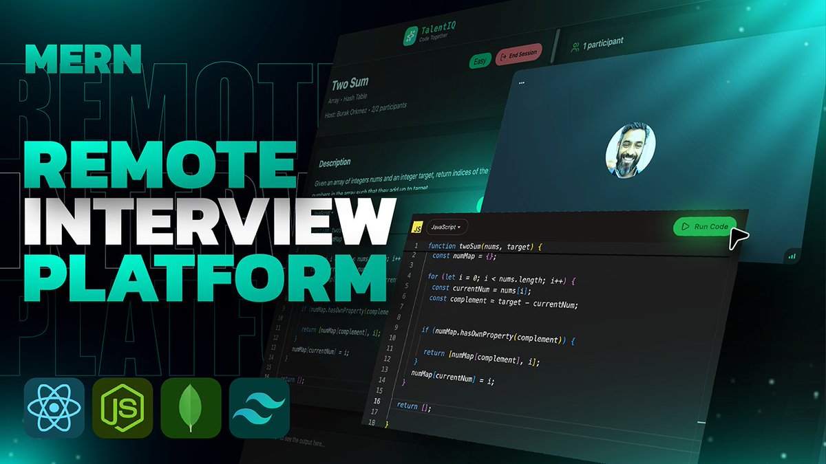 codesistency's tweet image. ✨ New Video Just Dropped 🎉
👉 Video Calling Interview Platform with React & Node.js
✨ Highlights:
🧑💻 VSCode-Powered Code Editor
🔐 Authentication via @ClerkDev 
🎥 1-on-1 Video Interview Calls by @getstream_io 
💬 Real-time Chat Messaging @getstream_io
🤖 @coderabbitai  for…