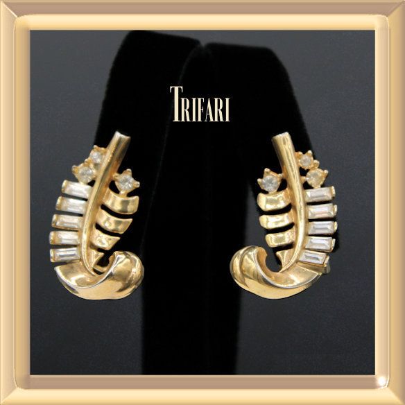 Trifari Baguette Plume Earrings Design Patent Alfred Philippe buff.ly/14q5PNH