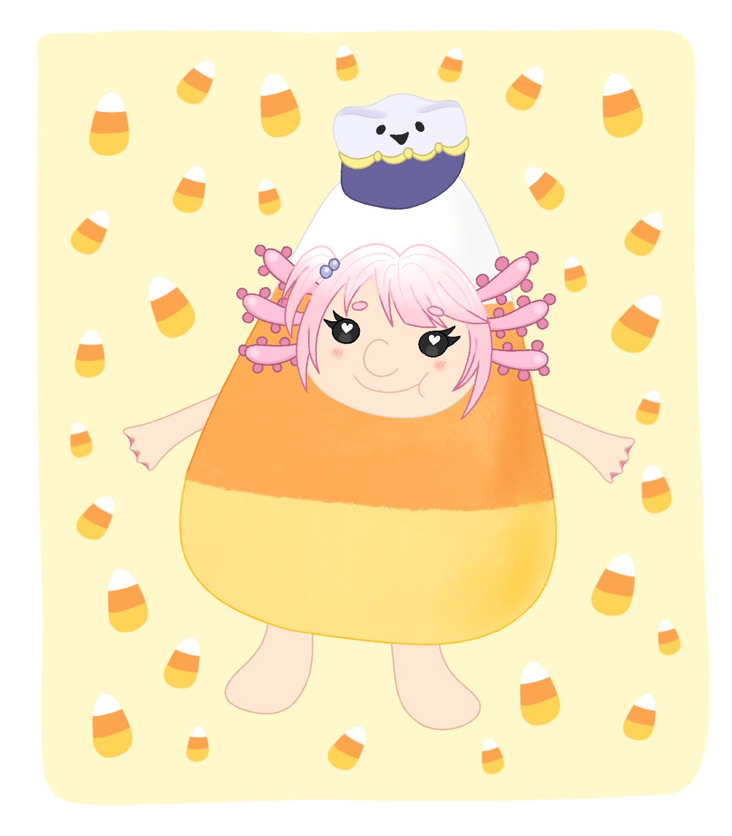 axieblobyl's tweet image. I ate so much candy corn this week, I turned into it! Happy Halloween! 🎃 also this was my first ever attempt at Axie art, I want to get better at drawing!!

#vtuber #axieblobart #indievtuber