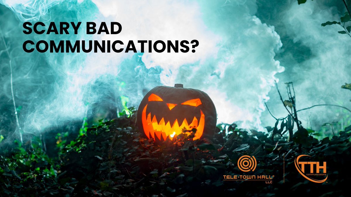 Nothing’s scarier than bad communication 👻

 Don’t let your message vanish into the void!
 ✅ Live Town Halls
 ✅ Voice &amp; Text Outreach
 ✅ Real-Time Feedback

Keep your message alive with #TTH: teletownhall.com/products-servi…

#HappyHalloween #DigitalEngagement #CommunityOutreach