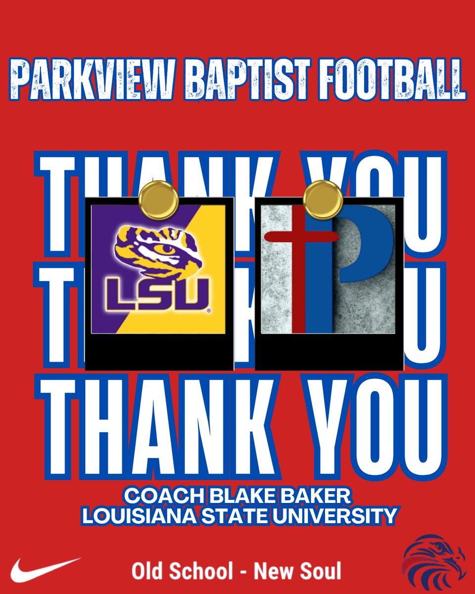 Thank You! <a href="/LSUfootball/">LSU Football</a> <a href="/CoachBlakeBaker/">Blake Baker</a> 
#OldSchoolNewSoul