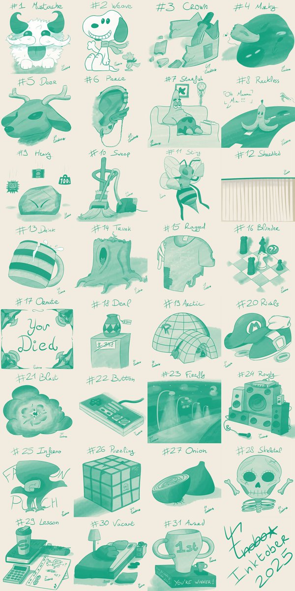 Enobo_Unity's tweet image. That month was something special, doing all of Inktober even tho I&apos;m &quot;new&quot; to drawing, learning so much along the way!
Thank you for following that journey and here it is in one big image🙏
I even was working on another project on the side at the same time (1st news tomorrow 👀)