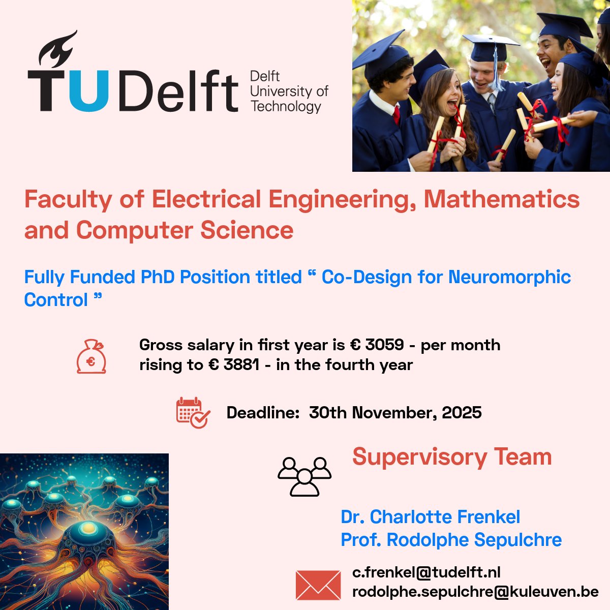 PhdScanner's tweet image. 📢📢Fully funded #PhDVacancy alert. Please ♻ share widely.

💶 𝐆𝐫𝐨𝐬𝐬 𝐒𝐚𝐥𝐚𝐫𝐲 𝐢𝐧𝐝𝐢𝐜𝐚𝐭𝐢𝐨𝐧/𝐦𝐨𝐧𝐭𝐡 𝐛𝐚𝐬𝐞𝐝 𝐨𝐧 𝐟𝐮𝐥𝐥-𝐭𝐢𝐦𝐞: €𝟯𝟬𝟱𝟵- €𝟯𝟴𝟴𝟭

✅ Passionate about  #computational #neuroscience #machinelearning 🧠💻🤖📊📈

✅ Rare fully funded…