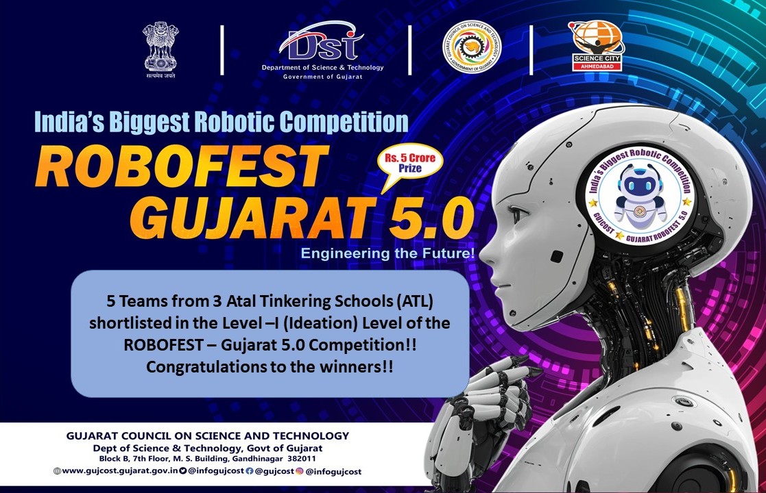 s_amrel's tweet image. @InfoGujcost @dstGujarat is providing a historic opportunity to Gujarat students in the  #RoboFest 5.0

Students from J.V.Modi High School, #SavarKundla have been selected(Junior Level Category-1) to represent #Amreli district at the Mega-Competition

@PMOIndia
@narottamsahoo